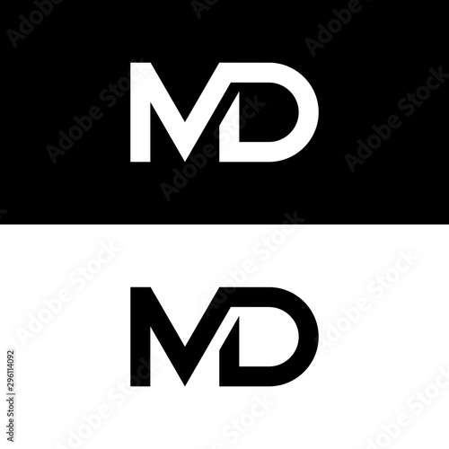 Black and White Letter M and D Logo Design Vector Logo Concept