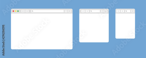 Browser window isolated vector web elements. Design template with browser window for mobile device design. Blank template. Website template design. Mockup for web site design.