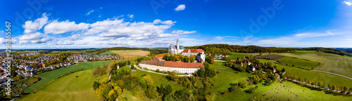 Aerial view Benedictine Monastery, Neresheim Abbey, Neresheim, Baden-Wuerttemberg, Germany