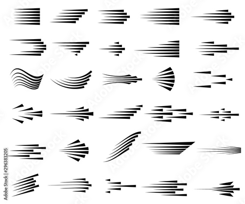 Speed lines icons. Set of fast motion symbols.
