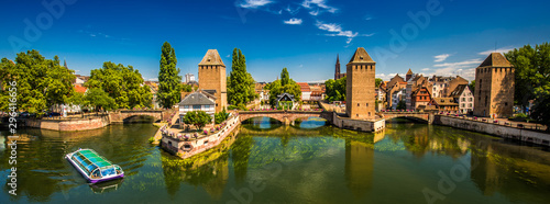 Medieval bridge Ponts Couverts, Barrage Vauban, Strasbourg, Alsace, France, Europe