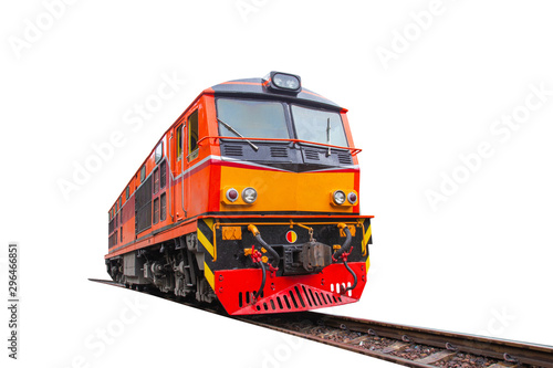 head train hauled diesel electric locomotive with isolated white background