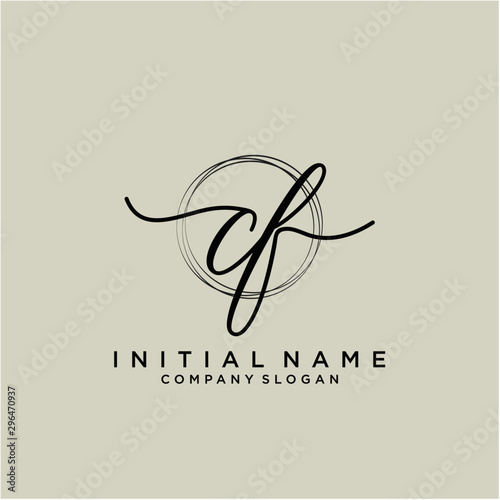 CF Initial handwriting logo with circle template vector.