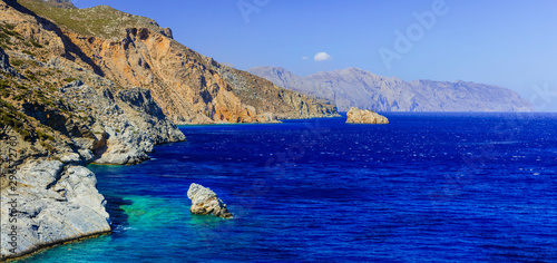 Beautiful wild beaches of Amorgos island - Agia Anna. Greece