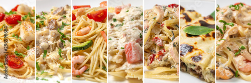 Collage of dishes from different types of pasta