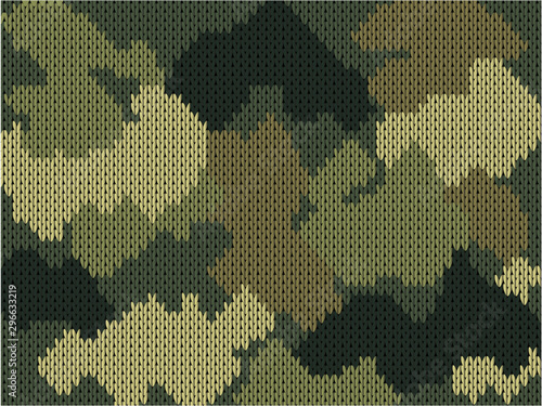 Colorful military decorative camouflage. Knitting khaki pattern. Vector illustration.