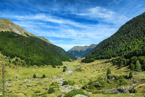 view of the valley Ossau in the french Pyrenees mountains