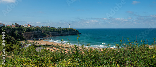 beach of Anglet with the ligthouse of Biarritz