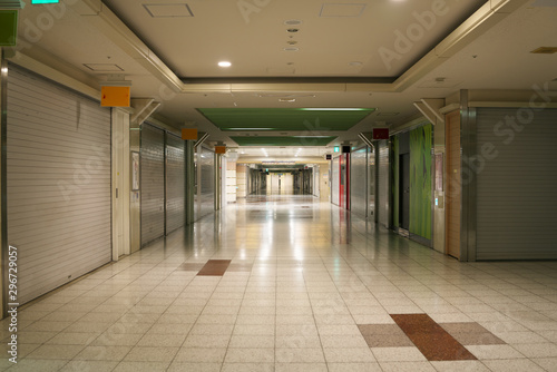 Aichi,Japan-September 9, 2019: Very quiet JR Nagoya Station Underground Mall early in the morning. All shops were still closed.