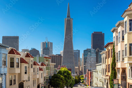 San Francisco downtown in sunny day summertime, California