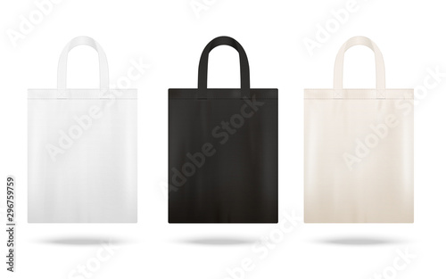 Reusable shopping tote bag mockup set with different fabric colors