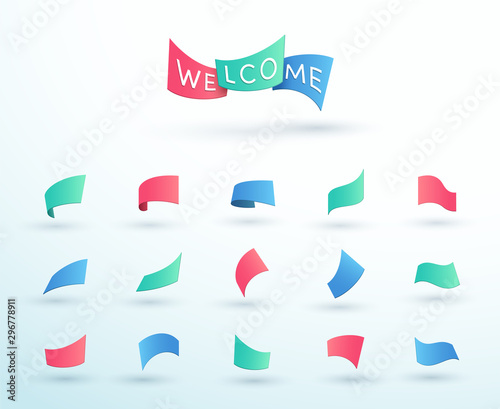 Abstract Title Ribbon Shapes Overlapping Vector Set