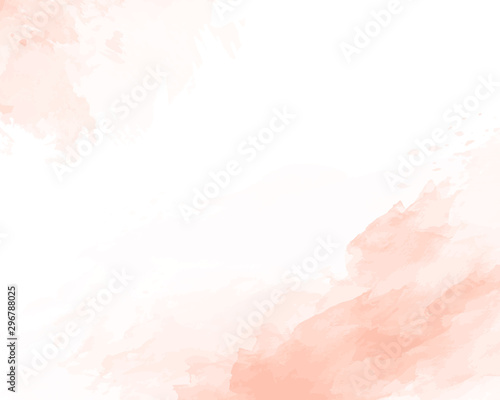 Pink soft watercolor abstract texture. Orange watercolor texture. Vector illustration.