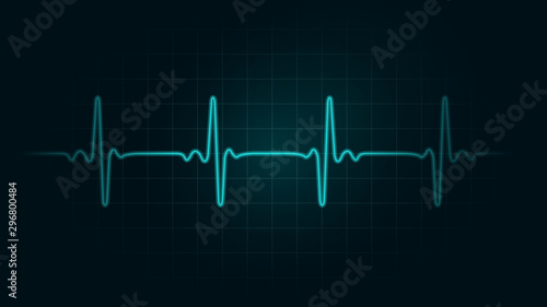 Pulse rate Line on green chart background of monitor. Illustration about heart rate and Cardiogram monitor.