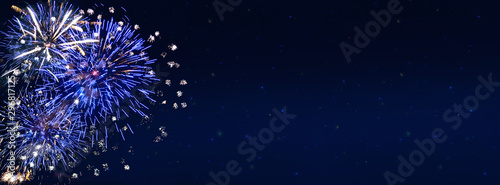 Fireworks, colorful sylvester-fireworks on dark blue background with sparks