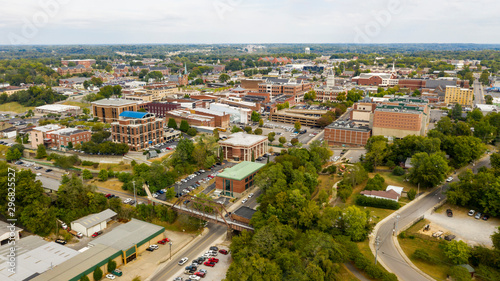 Aerial View over the Buildings and Infrastructure in Clarksville Tennessee