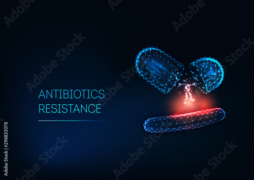 Antibiotics resistance concept. Medical research of super bacteria
