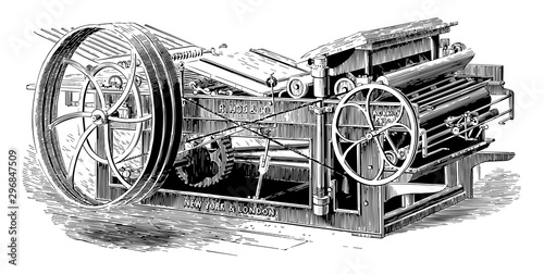 Adams Platen Printing Press vintage illustration.