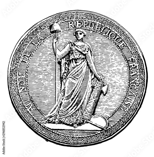 A seal of the French Republic 1792 to 1804 vintage illustration