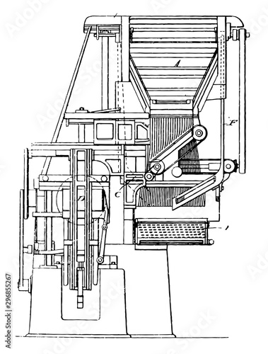 Early Model Linotype Machine vintage illustration.