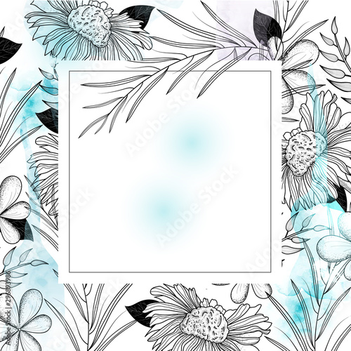 Greeting Card or Invitation Card background with flowers.