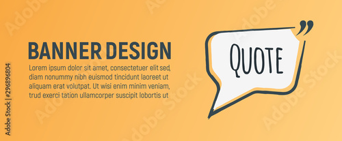Quote Blank Banner. Icon and Label on Orange Background in Box. Template for Note, Message, Comment and Web. Simple Vector Illustration