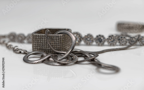 Silver jewelry : rings, chains and bracelets