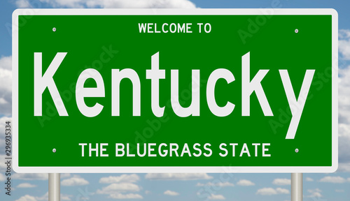 Rendering of a green 3d highway sign for Kentucky