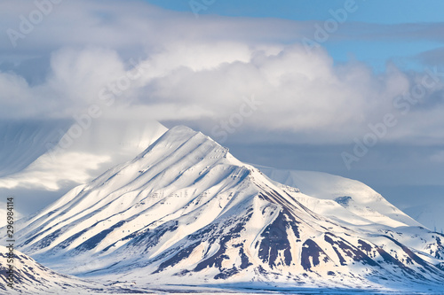 Snow covered mountains of Svalbard