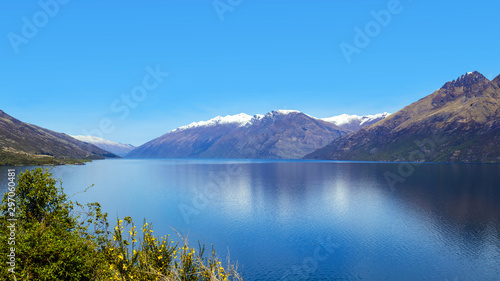 Picturesque Lake Wakatipu near Queenstown in spring, New Zealand
