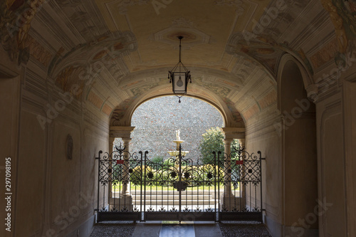 Entrance of historic palace (Palazzo Galliari) in Treviglio (BG), Italy