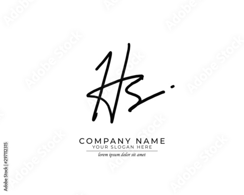 H S HS Initial handwriting logo design. Beautyful design handwritten logo for fashion, team, wedding, luxury logo.