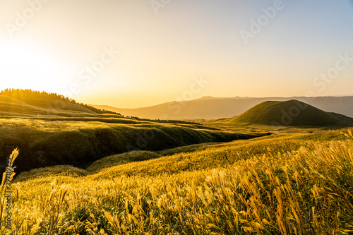 sunset in the mountains, Kusasenri, Aso, Kumamoto