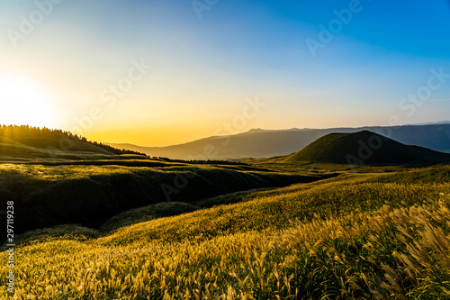 sunset in the mountains, Kusasenri, Aso, Kumamoto