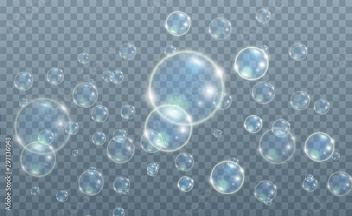  White beautiful bubbles on a transparent background vector illustration. Bubble.