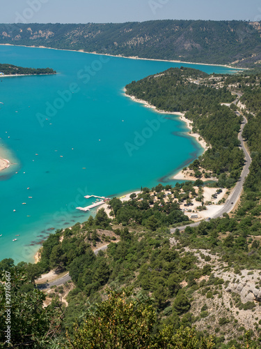 France, july 2019: Verdon, Provence-Alpes-Cote d'Azur. Landscape of St Croix Lake in the Gorges Du Verdon in south-eastern France. Provence-Alpes-Cote d'Azur.