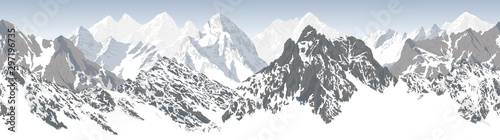 vector seamless mountains karakoram himalayan panorama background