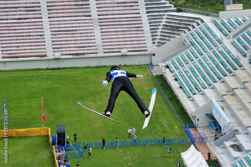 Ski Jumping Competition in summer