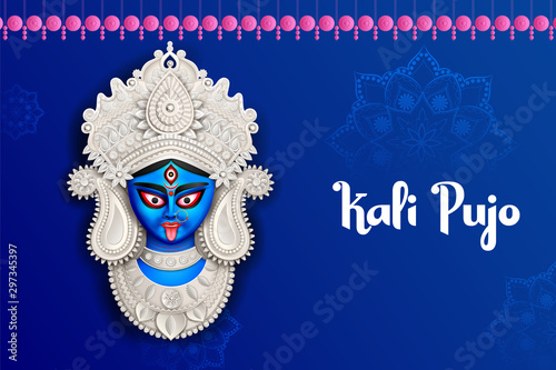 illustration of Goddess Kali Maa on Diwali Kali Pooja background of India festival