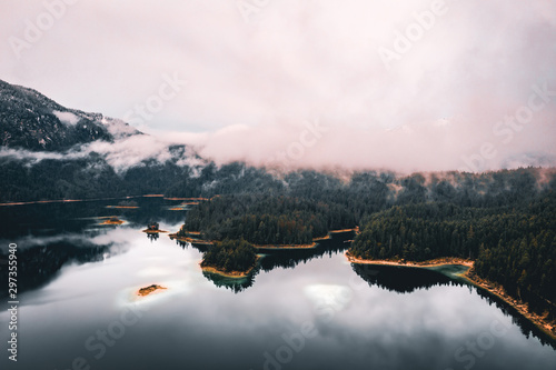Beautiful land formation of the Zugspitze lake, Germany.