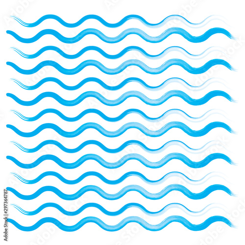 Hand drawn watercolor wave pattern, water texture sketch background