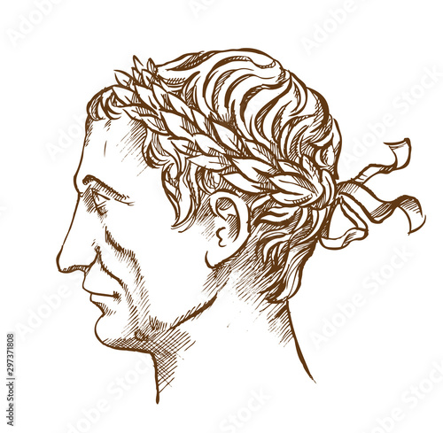 Julius Caesar, Roman politician and general vintage line drawing