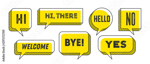 Speech Bubble. Set of 3d and 2d line speech bubble