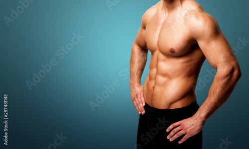 Cropped image of fit muscular body of sportsman