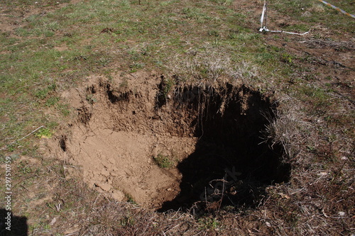Terelle, Italy - March 15, 2009: The small sinkhole in the Terelle countryside in the province of Frosinone