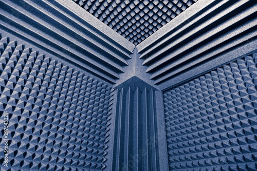 acoustic foam absorber and bass traps for sound dampering blue background
