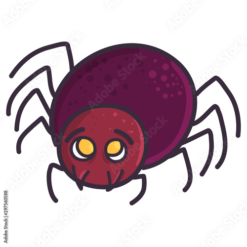 Cute spooky spider illustration. Vector halloween horror art. Happy holiday celebration.