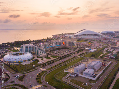 Sochi. Russia. 09/2019 Aerial shot. Olympic park. 
