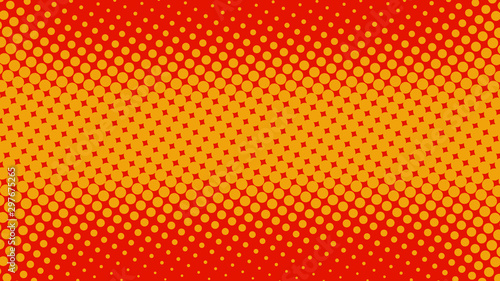 Trendy red and yellow pop art background with halftone dots desing in retro comic style, vector illustration eps10