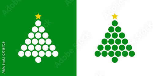 Logotipo con árbol abstracto con círculos verde y blanco